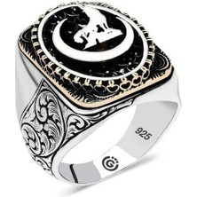 Inure Jewelry Gümüş Hilal Bozkurt Oval Erkek Yüzük