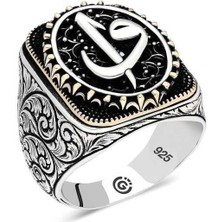 Inure Jewelry Gümüş Elif Vav Oval Erkek Yüzük