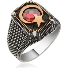 Inure Jewelry Gümüş Ay Yıldız Erkek Yüzük