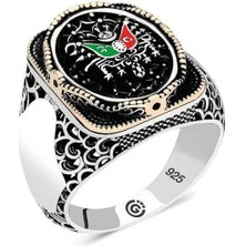 Inure Jewelry Gümüş Osmanlı Arması Oval Erkek Yüzük
