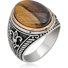 Inure Jewelry Gümüş Kaplangözü Taşlı Oval Erkek Yüzük