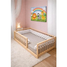 Montessori Ahşap Yer Yatağı – Korkuluklu Çocuk Karyolası