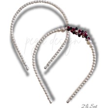 Pegu 2 Li Set Kristal Boncuklu Sıralı Inci Taç , Gelin,davet ,kutlama ,günlük, Özel Gün,yaşam