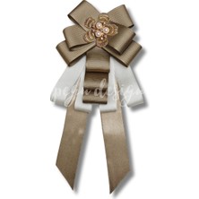 Pegu Luxury Yeşil Grogren Kurdele Incili Çiçekli Yaka Broş,papyon,kravat ..