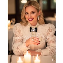 Pegu Zümrüt Yeşil Kadife ,kristal Taşlı ,kadın Papyon,broş,yaka Iğnesi,kravat