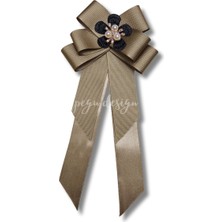 Pegu Luxury Yeşil Grogren Kurdele Incili Çiçekli Yaka Broş,papyon,kravat ..