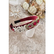 Pegu Bordo Kristal Kesim Taşlı Özel Tasarım Kadife Taç ,davet,yılbaşı,düğün,balo,noel,yeni Yıl