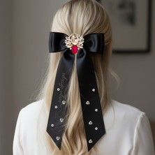 Pegu Taşlı Siyah Saten Otomatik Toka