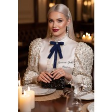 Pegu Lacivert Grogren Aksesuarlı Broş