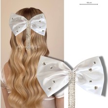 Pegu Sallantılı Beyaz Saten Taşlı Otomatik Özel Tasarım Toka ,(Düğün,nişan,doğumgünü,kutlama )004