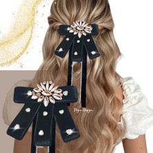 Pegu Siyah 2 cm Kadife Taşlı Özel Tasarım Otomatik Toka 30