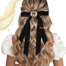 Pegu Siyah 2 cm Kadife Taşlı Özel Tasarım Otomatik Toka 14