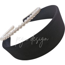 Pegu 2 Li Siyah Kadife ve Incili Taç Set