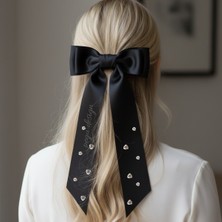 Pegu Taşlı Siyah Saten Otomatik Toka