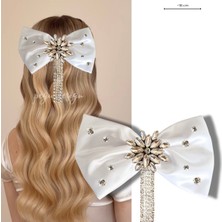 Pegu Beyaz Saten Taşlı Sallantılı Otomatik Özel Tasarım Toka ,hediyelik,düğün,kutlama,okul 015