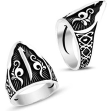 Inure Jewelry Gümüş Elif Motifli Başparmak Erkek Yüzük