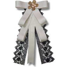 Pegu Ekru Grogren Kurdele Dantel Güpürlü Incili Çiçekli Yaka Broş,papyon,kravat ..