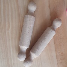 Mini Ahşap Merdane – Doğal Kayın Ağacı – 17,5 cm | Oyun Hamuru & Seramik & Mutfak