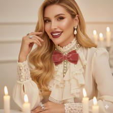 Pegu Gül Kurusu Kadife , Yanlar Inci Sallantılı ,kadın Papyon,broş,yeniyıl Kutlama,kravat