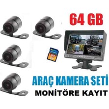 Pulnix Tüm Araçlara Uyumlu 4 Kameralı 7" Monitör Ekran Dahil 128 GB Sd