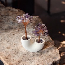 Ametist Doğal Taş Huzur ve Denge Ağacı | El Yapımı Dekoratif Masaüstü Biblo