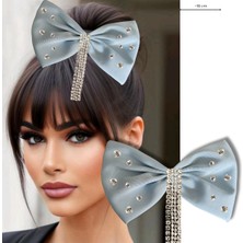 Pegu Mavi Saten Sallantılı Taşlı Otomatik Özel Tasarım Toka