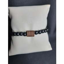 Mryart Oval Bambu Ahşap Bileklik 8 mm Siyah Unisex