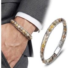 Moncuk Design Çelik Halat ve Yemen Akik Doğaltaş Bileklik 33512B2DH10