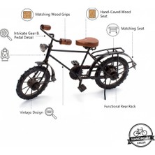 Nostaljik Dekoratif Metal Bisiklet - Ahşap Sele ve Gidon Detaylı Bisiklet Figürü Retro Dekoratif Bisiklet Biblo Vintage Masa Üstü Dekor Aksesuar