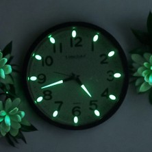 Time Gold Fosforlu Çocuk Odası Küçük Eskitme Duvar Saati Çap 22 cm Sessiz Akar Saniye