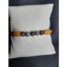 Mryart Oval Bambu Ahşap Bileklik 6 mm Kahverengi Unisex