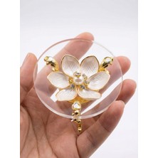 Çnr Home Collection Lüx Metal Ayaklı Çiçekli Kahve Yanı Lokumluk & Çikolatalık - Yüzük Yükseltici Dekoratif Sunumluk