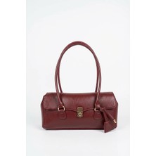 Aldebaran Gold Kilit Detaylı Kadın Baget Çanta Bordo