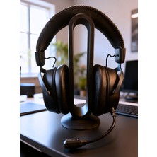 Siyah Profesyonel Oyuncu Kulaklık Standı - Modern Elips Tasarım Kulaklık Askısı