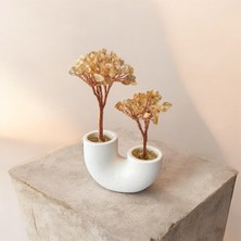 Sitrin Doğal Taş Bolluk ve Bereket Ağacı | El Yapımı Dekoratif Masaüstü Biblo