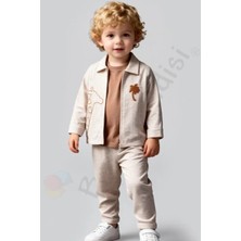 Bebek Vadisi Zürafalı Ceketli Tişörtlü Pantolonlu Erkek Bebek Çocuk Alt Ust 3 Lü Takım Kıyafetleri Bayramlık