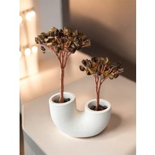 Kaplan Gözü Doğal Taş Nazar ve Cesaret Ağacı | El Yapımı Dekoratif Masaüstü Biblo