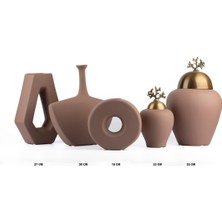 NuN Studio Seramik Beşli Vazo Seti Kahverengi