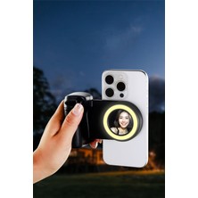 Matechno Magsafe Uyumlu Çekim Işıklı Aynalı Telefon Tutucu Bluetooth Deklanşörlü Fotoğraf Video Çekim Aparatı