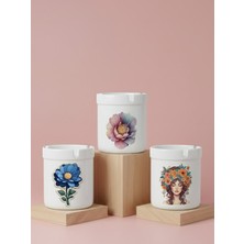 Sartre Art Çiçek & Kadın Rüyası 3'lü Kapaklı Kokusuz Küllük Seti