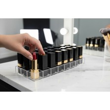 Şeffaf 24 Yuvalı Akrilik Ruj ve Lip Gloss Organizer Standı