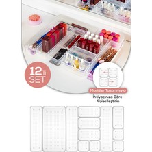 12'li Dolap Içi Takı ve Makyaj Organizer Seti