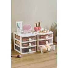 Çiftli Bunny 3 Çekmeceli Makyaj Organizeri, Bölmeli Kozmetik Düzenleyici