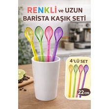 Open Home Concept 4'lü Renkli Uzun Barista Kaşığı | Akrilik Karıştırma Kaşığı | Tüm Bardaklara Uyumlu