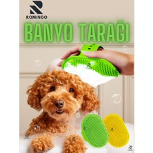Romingo 3'ü 1 Arada Masaj Etkili Kedi Köpek Banyo Fırçası Ayarlanabilir Askılı Silikon Tüy Toplayıcı