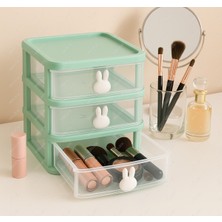 3 Çekmeceli Makyaj Organizeri, Bölmeli Kozmetik ve Fırça Düzenleyici