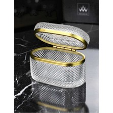 Gold Detaylı Cam Kapaklı Buğulu Desenli Lüks Takı Mücevher Kutusu