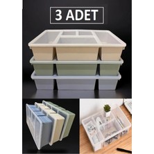 3’lü Renkli Luna Saklama Kutusu, 5 Bölmeli Ofis & Takı Düzenleyici