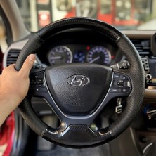 Stilix Garage Hyundai I20 2015-2018 Araca Özel Direksiyon Kılıfı 5d Kristal Karbon Nokta Siyah Ip