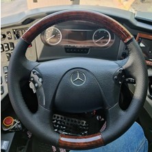 Stilix Garage Mercedes Axor Travego Araca Özel Direksiyon Kılıfı Ahşap Nokta Siyah Ip